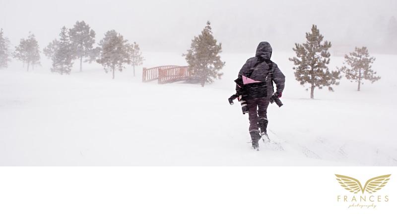 Colorado wedding photograph spring blizzard picture