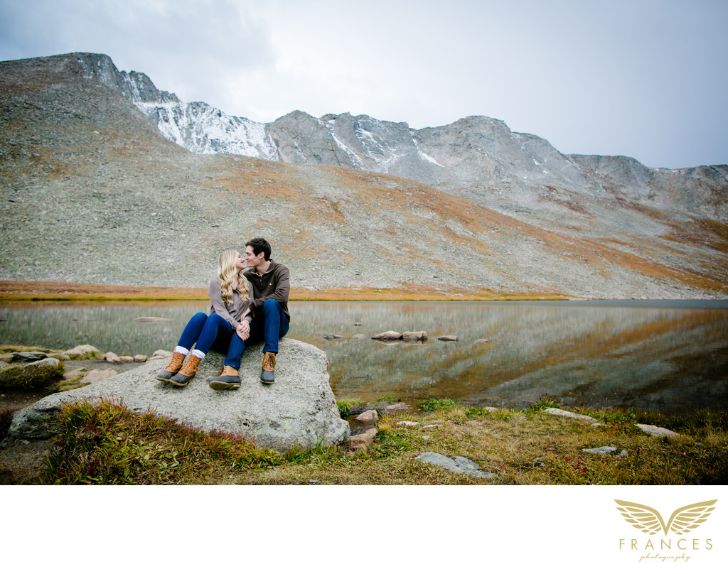 high alpine lake Colorado engagement pictures