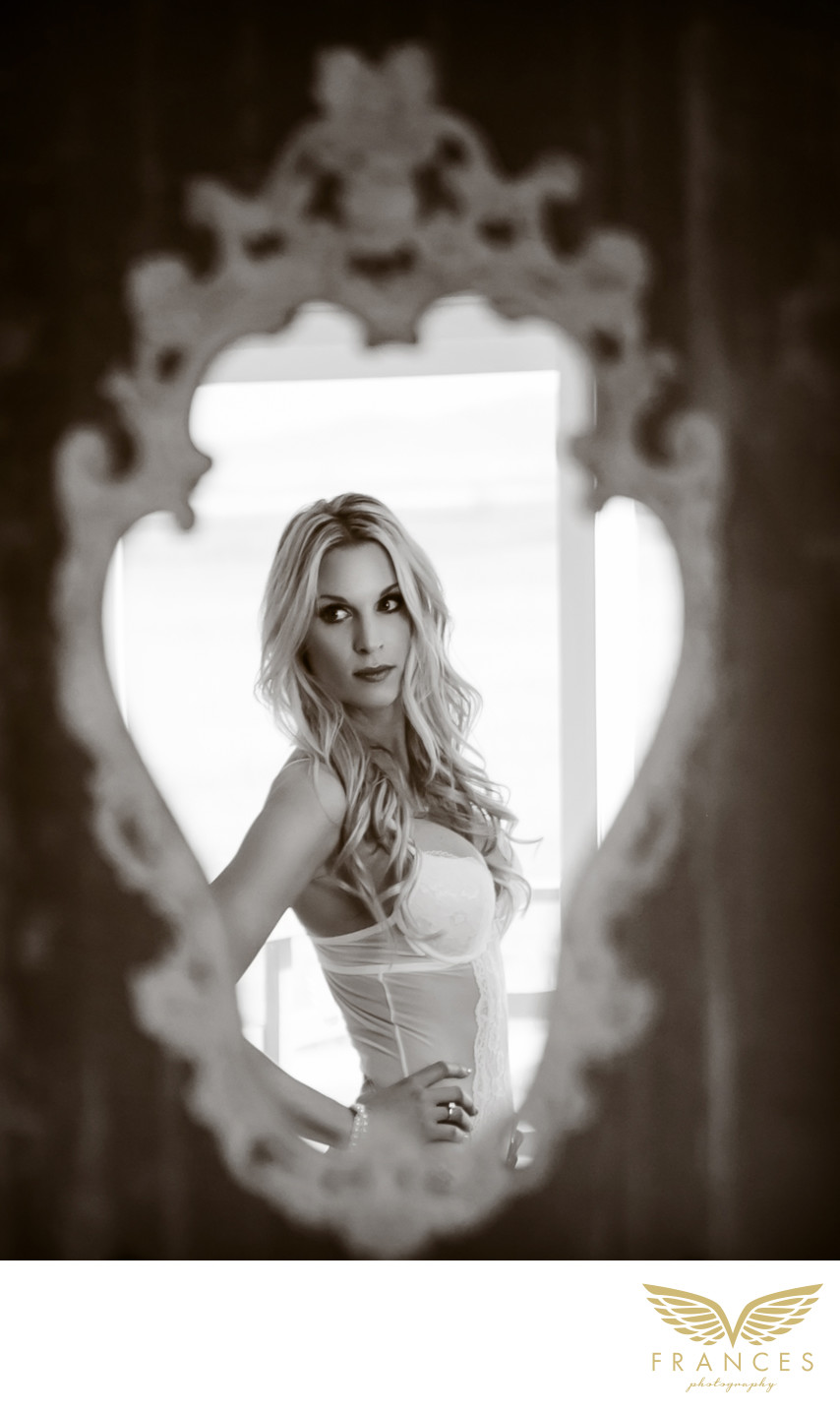 Beautiful woman reflection boudoir photography Denver