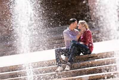 Love fountain couple Denver engagement pictures 
