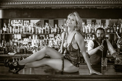 Bar boudoir photography shoot Denver Colorado