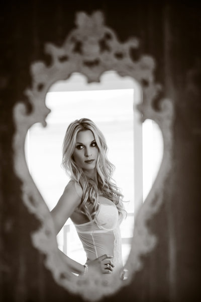 Beautiful woman reflection boudoir photography Denver