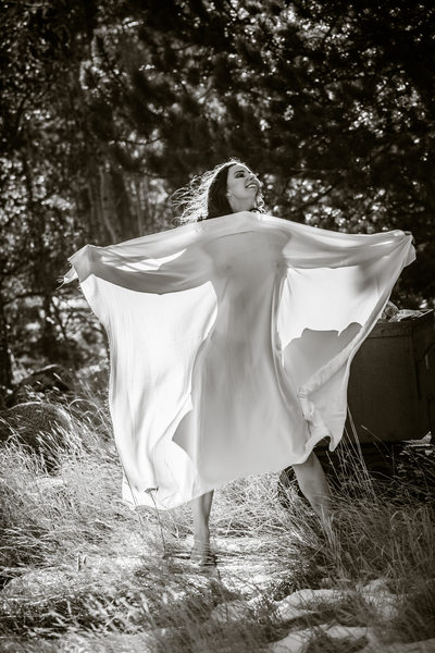 Outdoor boudoir photography Colorado black white