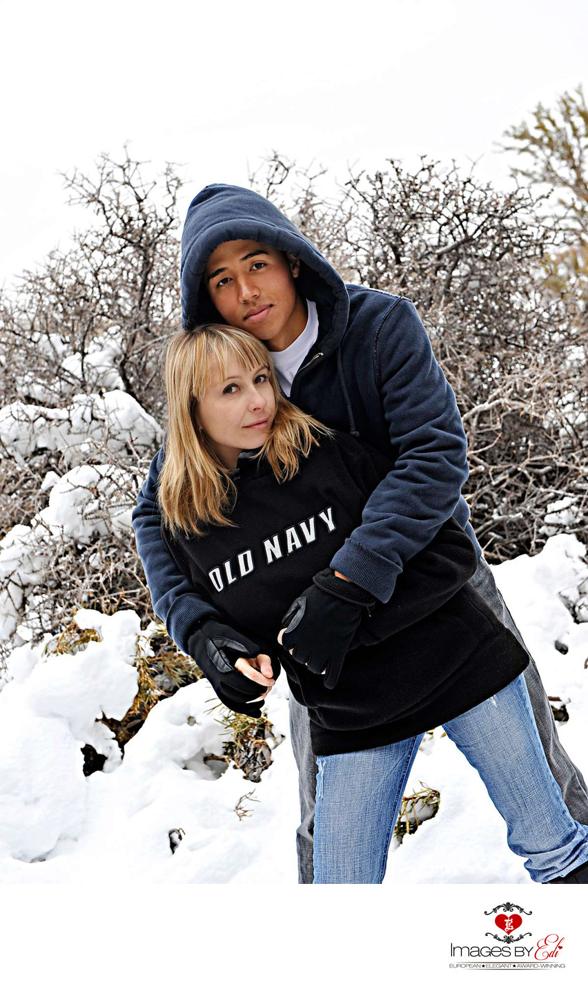 Mt Charleston Engagement Session in the snow