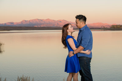 Stylish Portrait of couple at Westin Lake Las Vegas Resort at second sunset