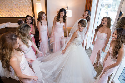 Bridesmaids and bride at Waldorf Astoria Las Vegas Wedding