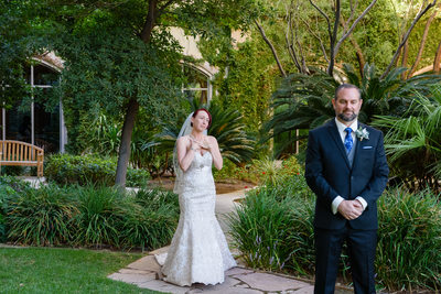 JW Marriott Las Vegas wedding Photography of the first look 