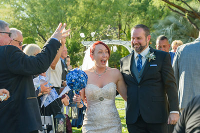 JW Marriott Las Vegas wedding Photo of the couple exiting the ceremony