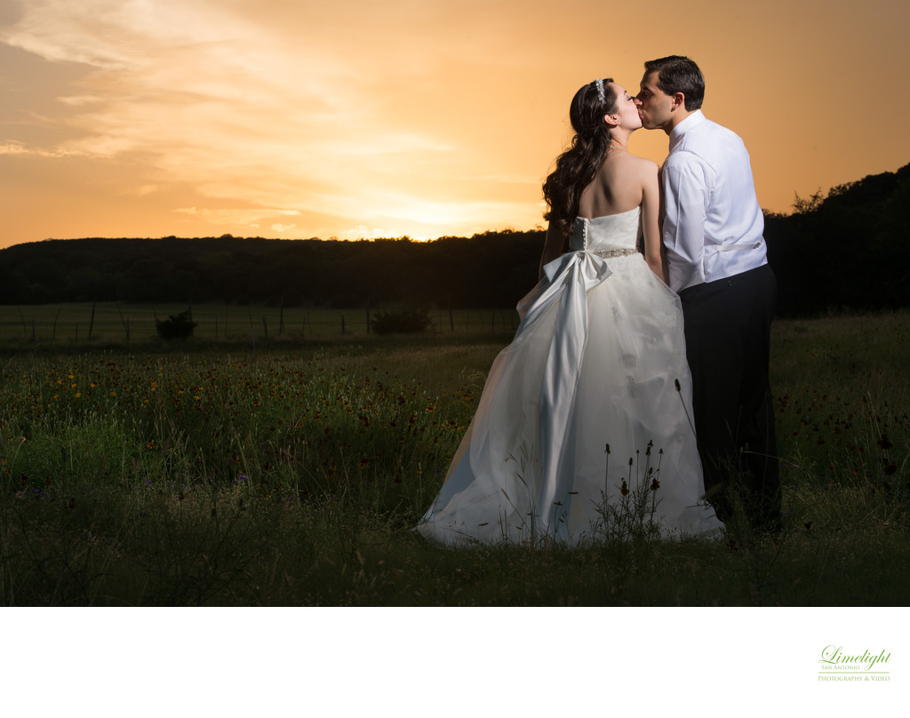 Boerne Milestone Sunset Wedding Portrait