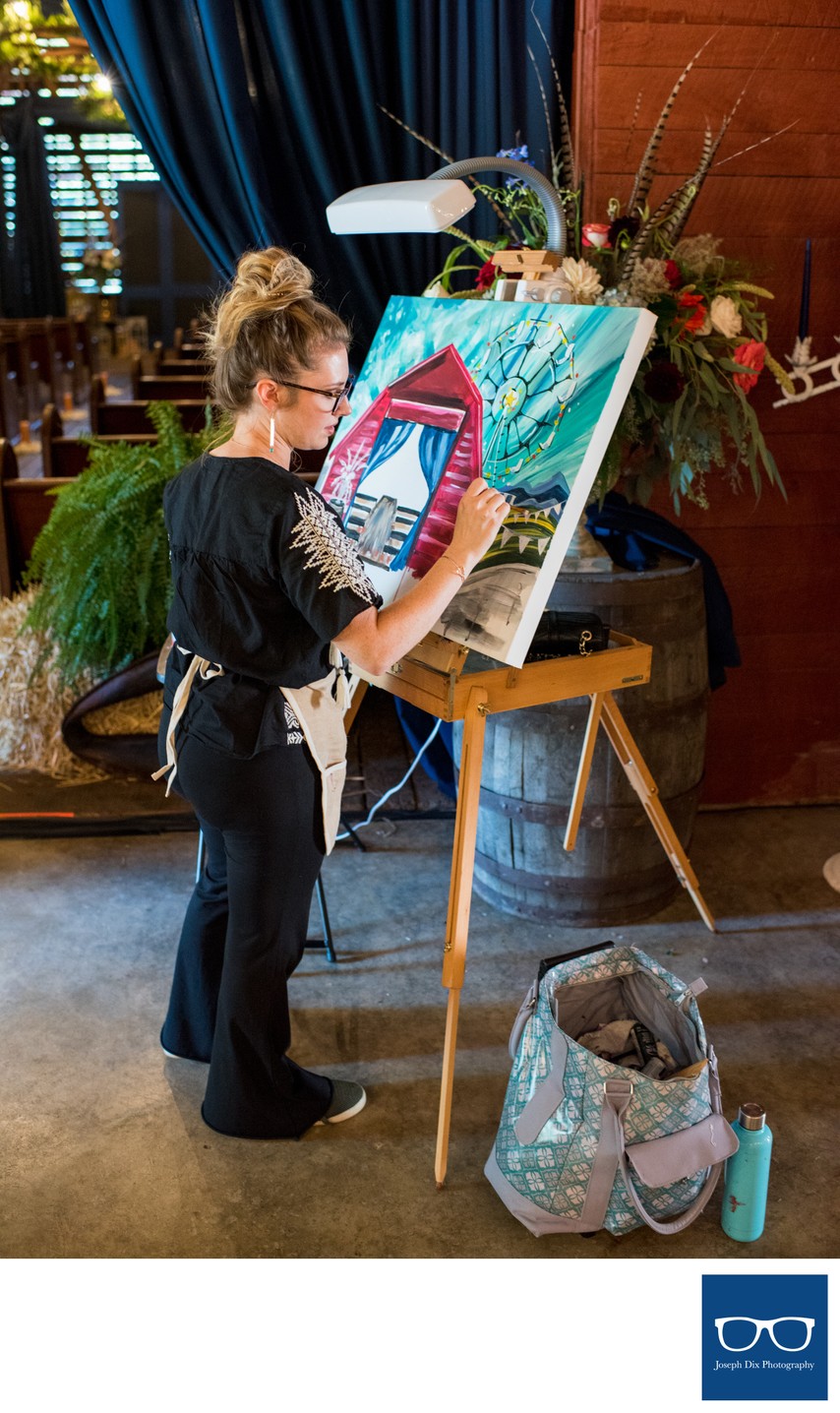 live painting during Asheville wedding reception