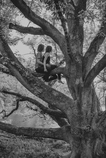 Climbing Trees During An Asheville Engagement Session