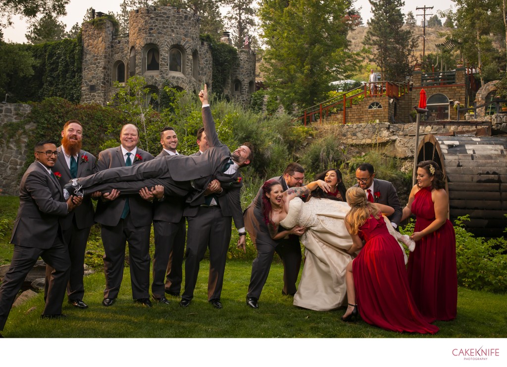 Bridal Party Group Photo at Dunafon Castle Fantasy Wedding