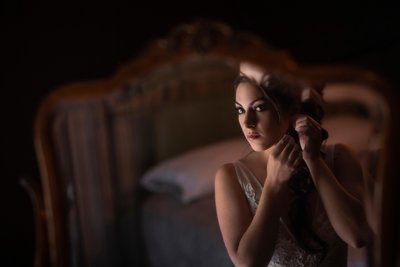 Moody Bride Getting Ready Portrait at Arapaho Valley