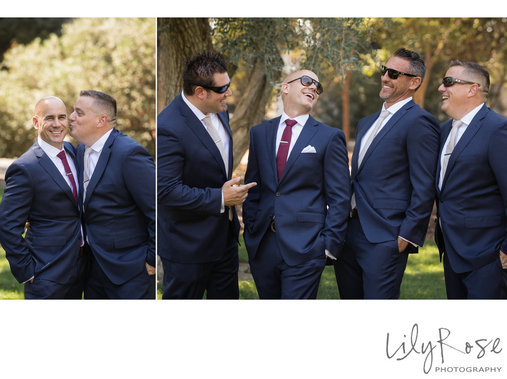 Laughing Groomsmen at the Maples Event Center