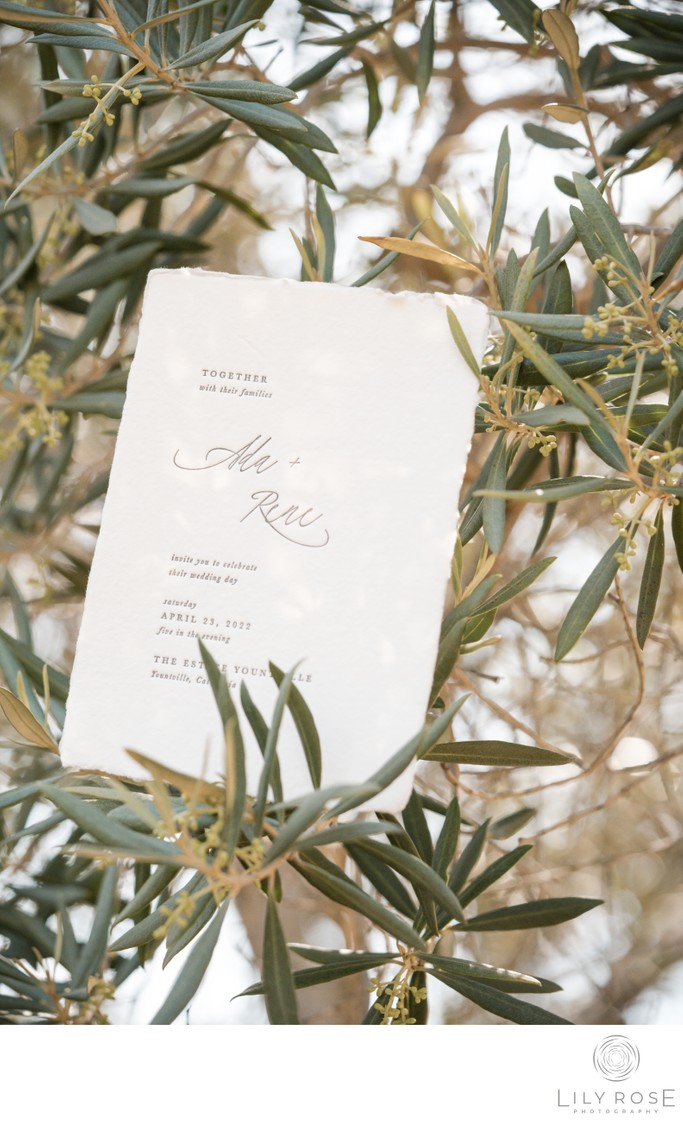 Invitation The Estate at Yountville Wedding Photography