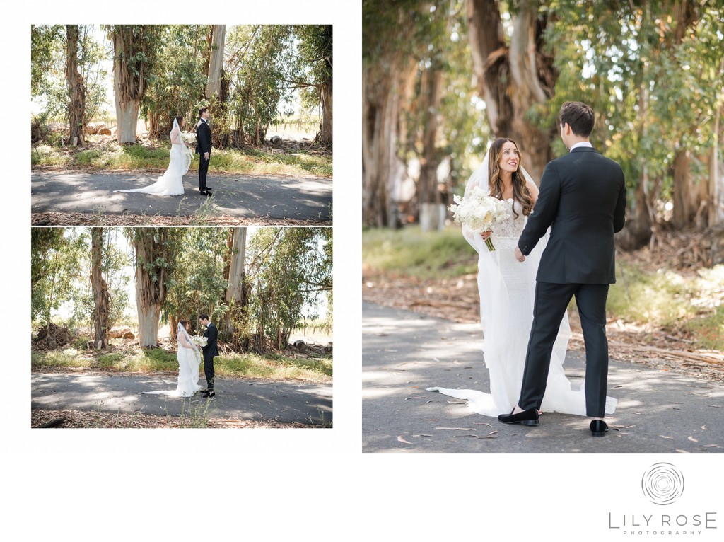 First Look Stanly Ranch Black Tie Wedding Photographer