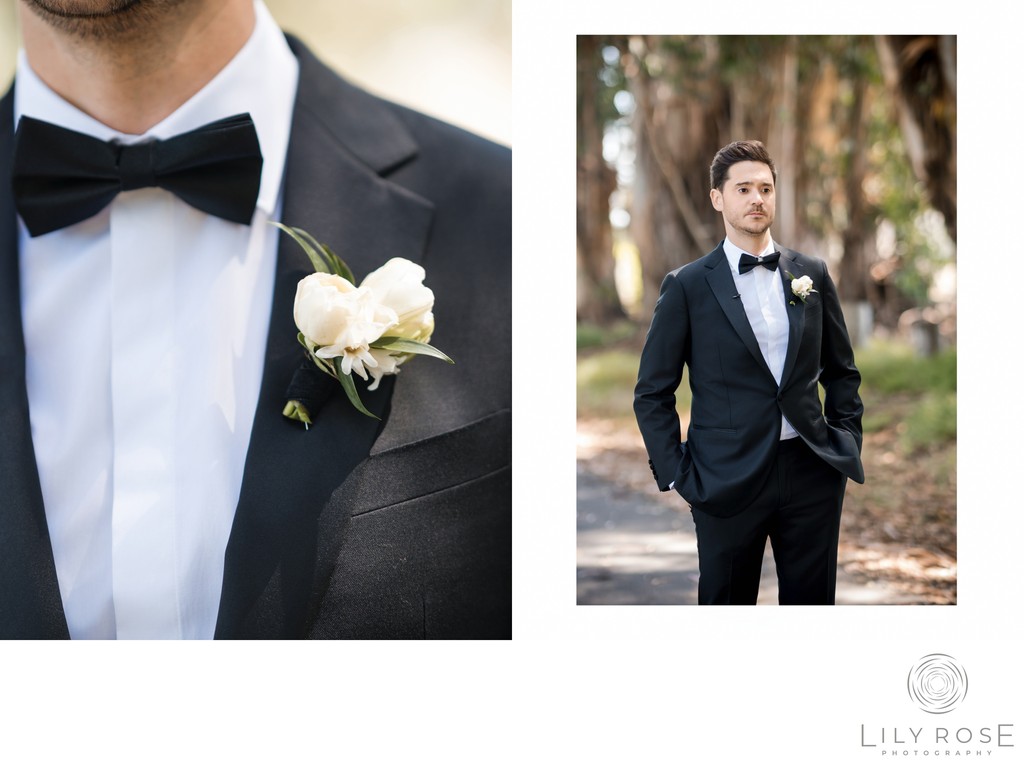 Groom Stanly Ranch Black Tie Wedding Photographer