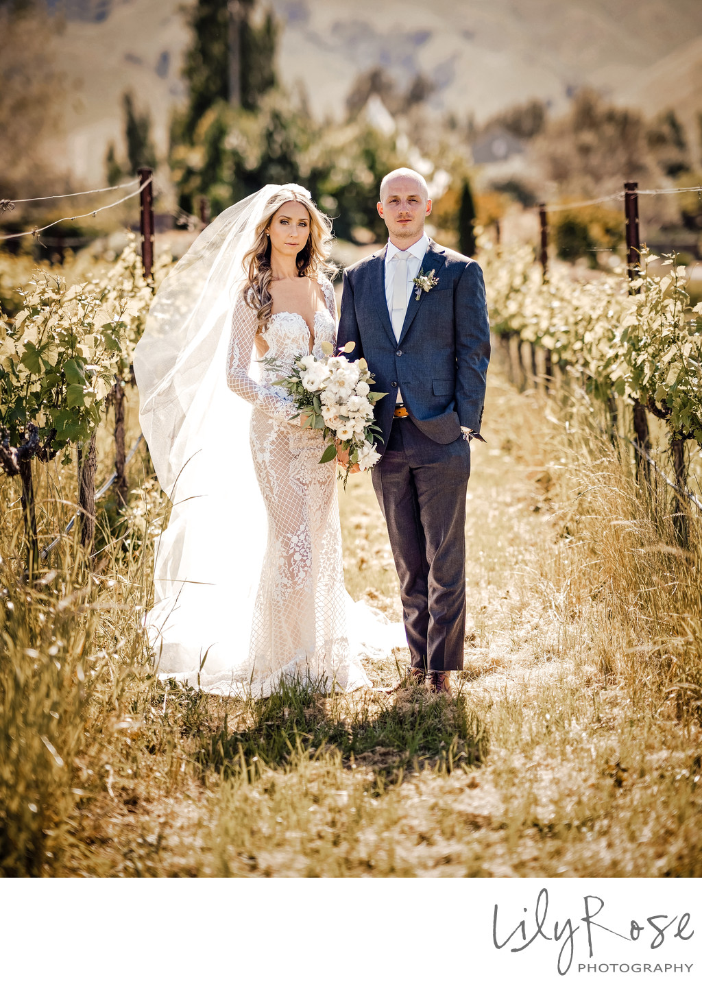 Chic Wedding Couple at The Barn at Tyge William Cellars