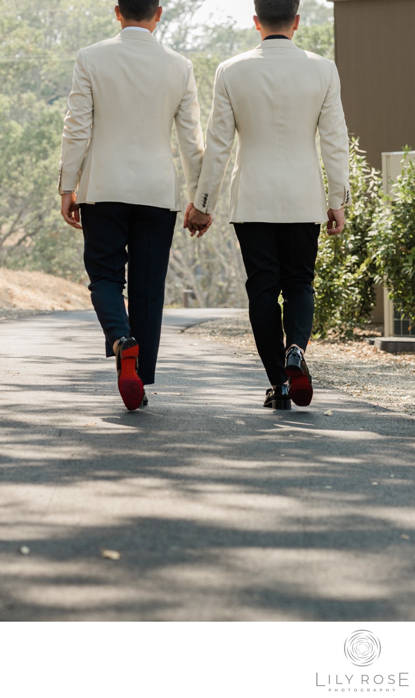 Grooms Walking Christian Louboutin Montage Healdsburg 