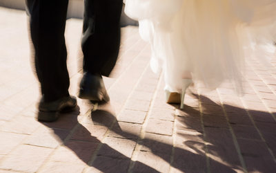 Bride and Groom Walking Fairmont San Francisco  