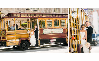 Bride and Groom on Trolley San Francisco  