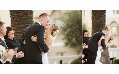 Bride and Groom First Kiss Fairmont San Francisco 