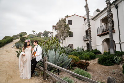 Walking Trail Santa Barbara Bacara Wedding Couple