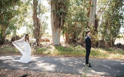 First Look Stanly Ranch Black Tie Wedding Photographers