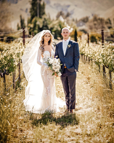 Chic Wedding Couple at The Barn at Tyge William Cellars