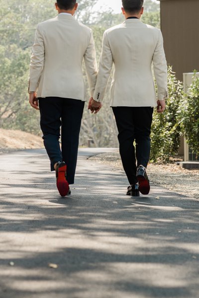 Grooms Walking Christian Louboutin Montage Healdsburg 