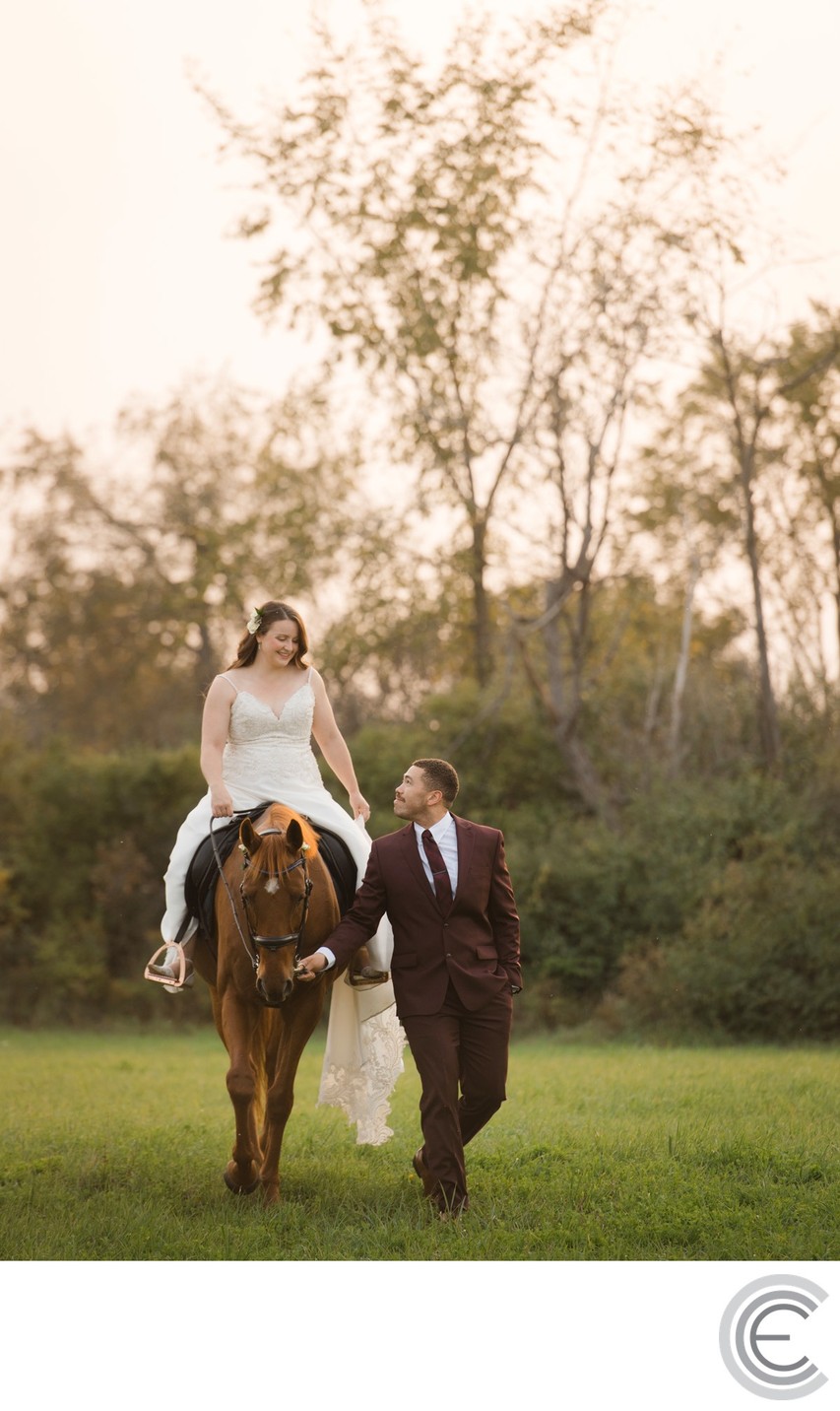 Adirondack Fall Wedding with horse