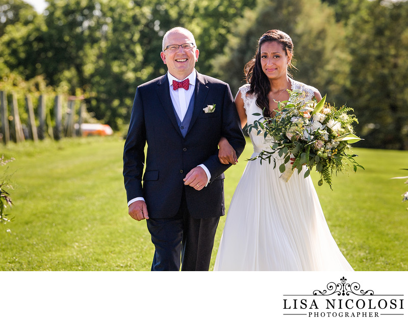 Wedding Processional at Wolffer Estate Vineyard