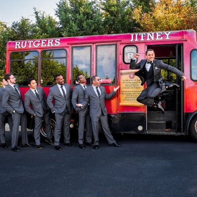 Rutgers Jitney Bus Wedding Photo - NJ Rutgers Wedding