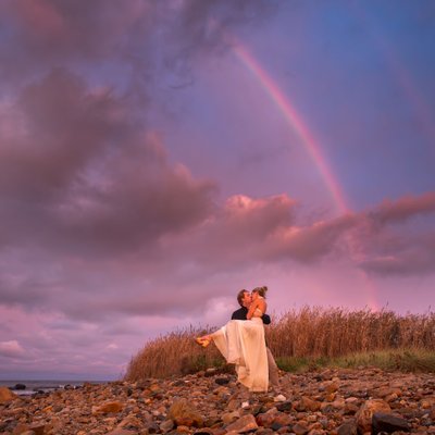 Montauk Lighthouse Engagement on the Beach
