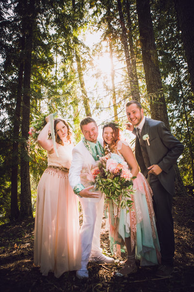 Wedding Party under the Cedar Trees