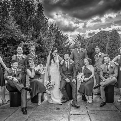Stylish wedding group photography at Faenol Fawr Conwy