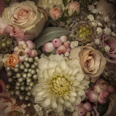 Wedding photographs of bridal flower bouquet Conwy 