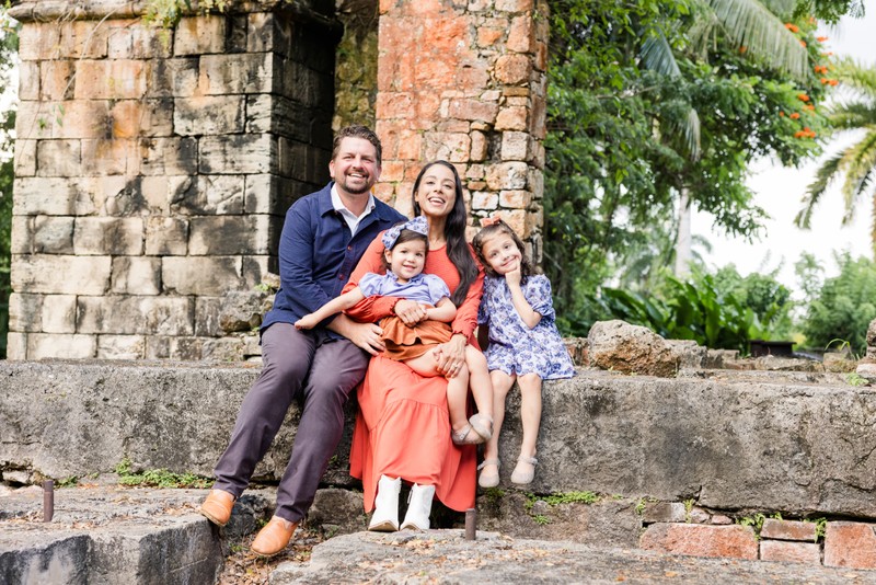 Family sitting Tryall Club ruins Jamaica