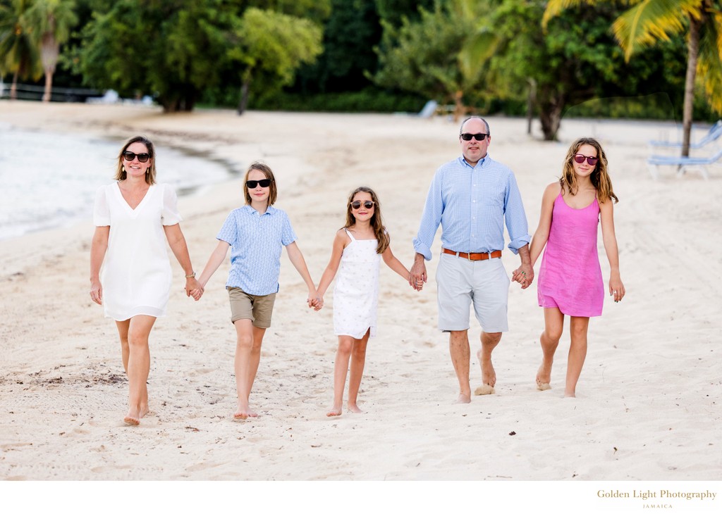 Family beach walk - Half Moon Resort, Jamaica