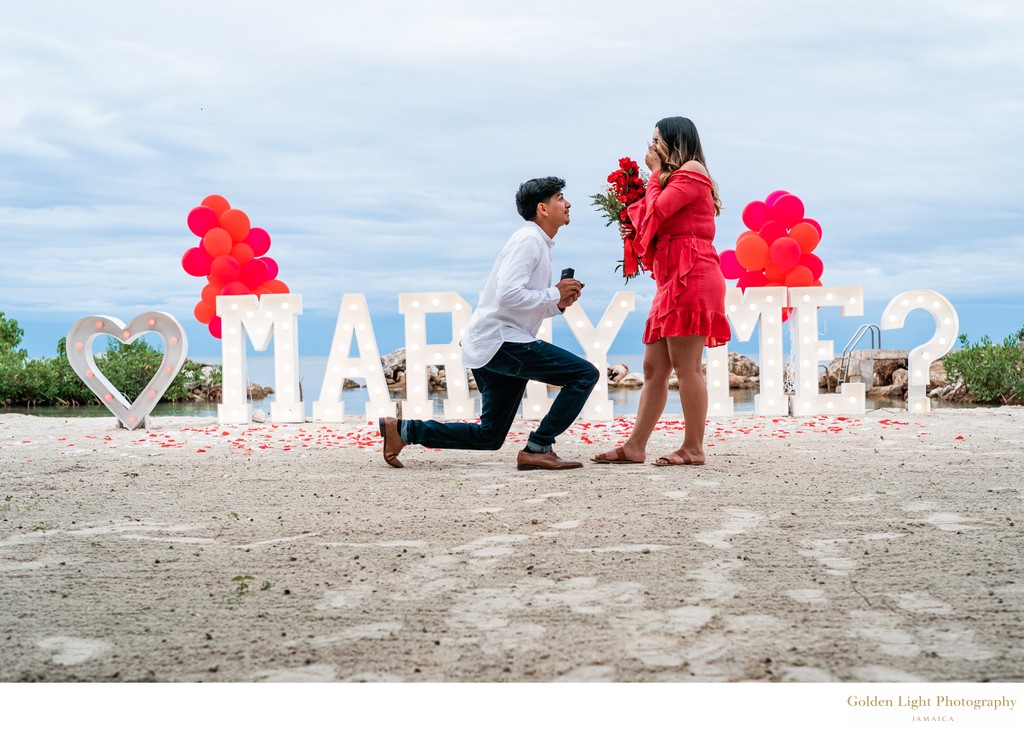Surprise proposal - Pineapple Beach, Jamaica