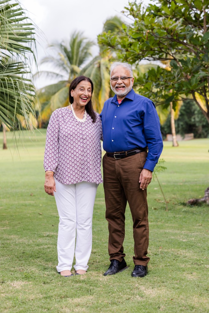 Grandparents laughing Tryall Club lawns Jamaica