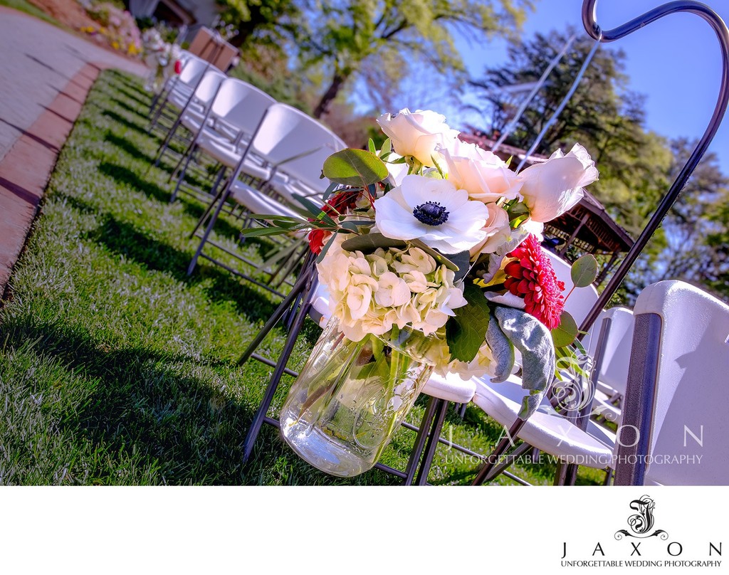 Garden Wedding Bouquet Hanging in Mason Jar