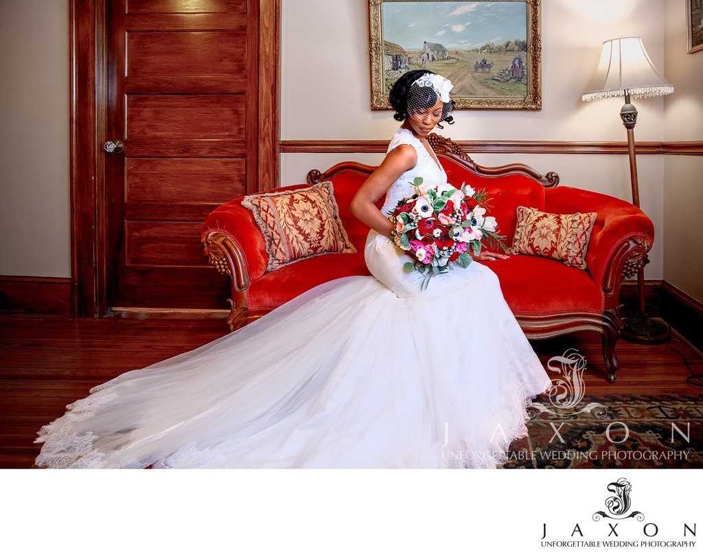 Elegant Bride in Galina Signature Gown at the Carl House