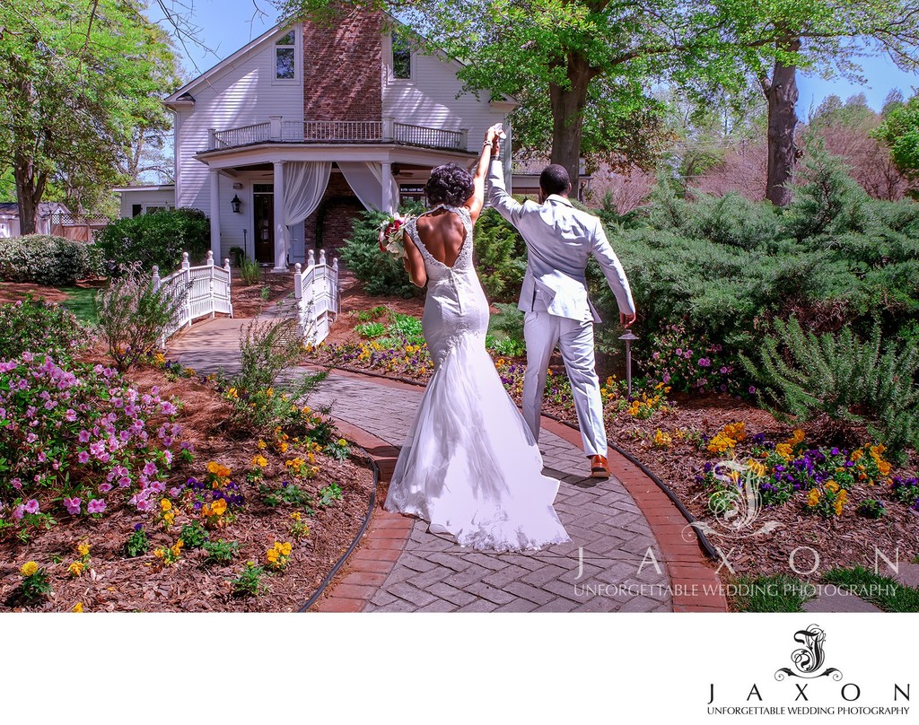 Joyful Newlyweds Celebrating at Carl House Wedding.