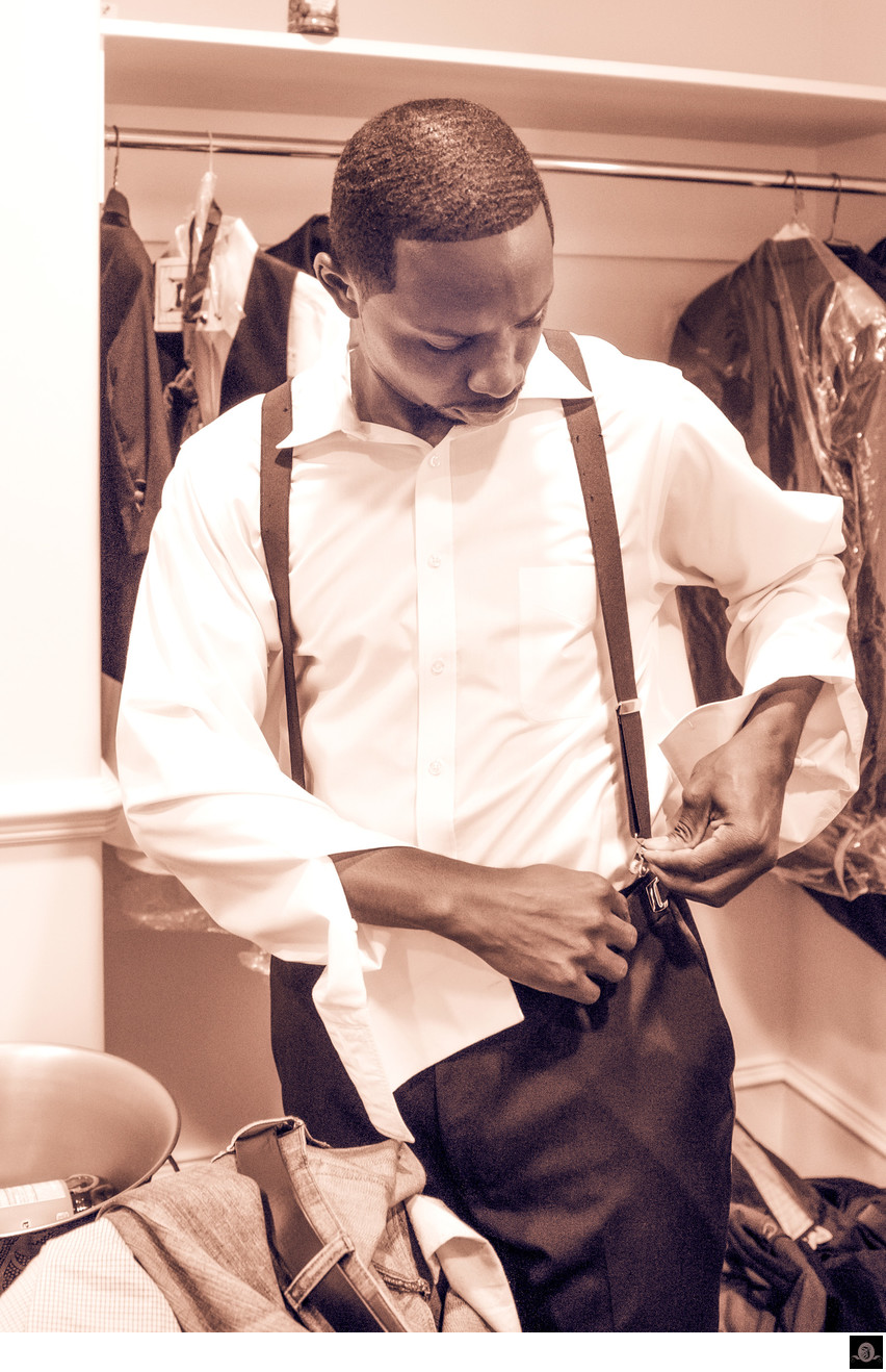 Sepia Suspenders: Groom's Pre-Wedding Prep