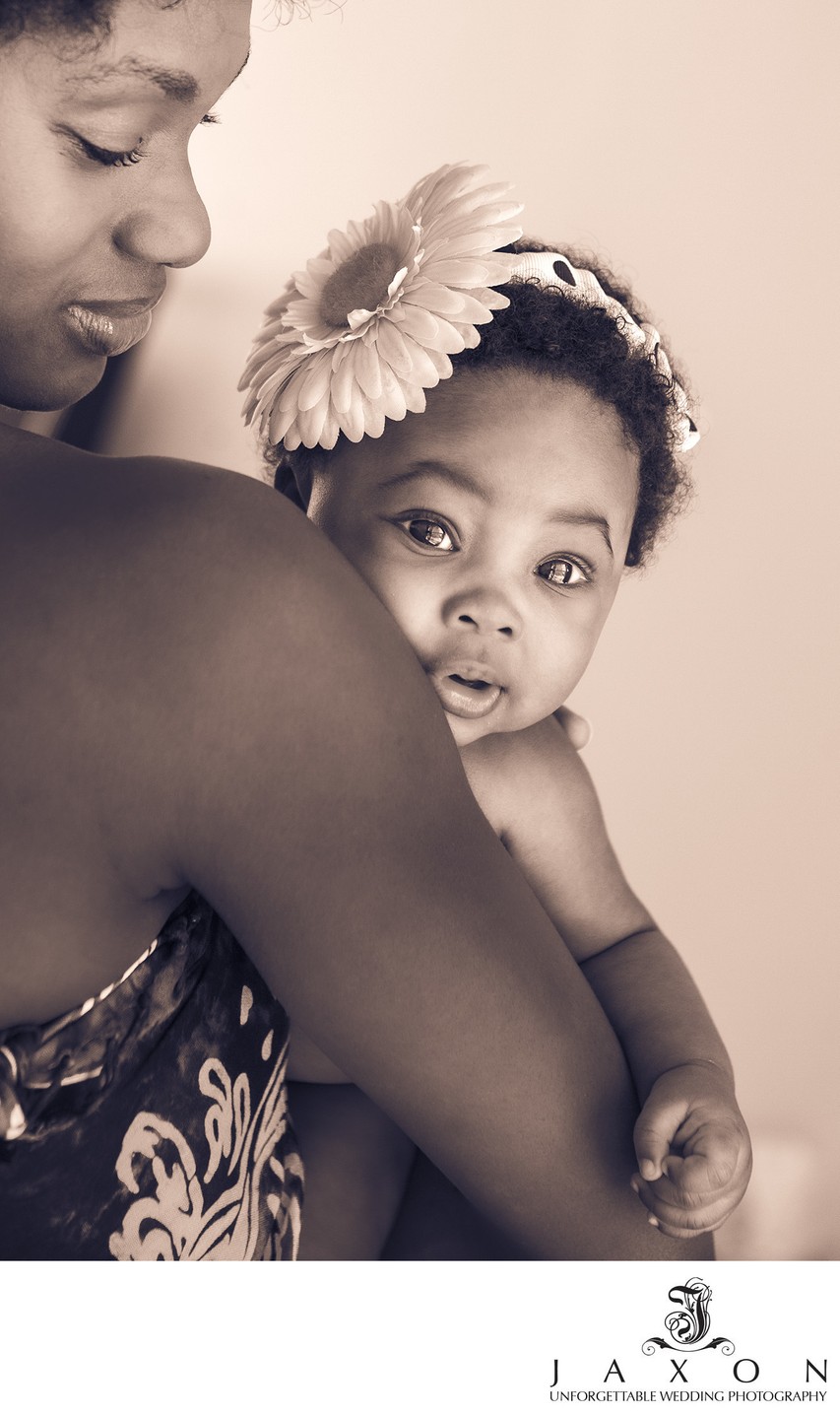 Sepia Serenity: Mother and Child Portrait