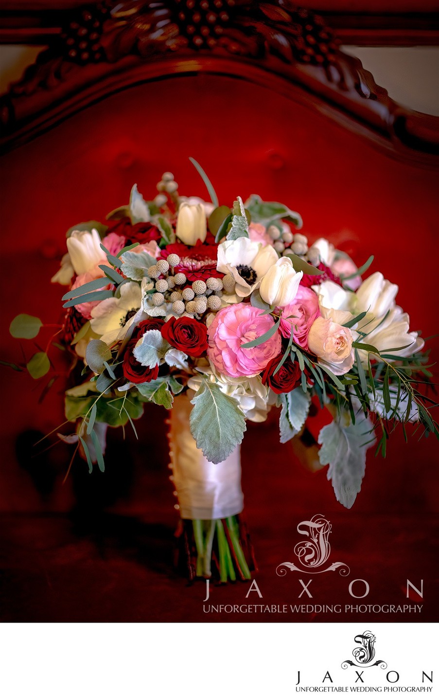 Bridal Bouquet with Anemones, Roses, Tulips, Ranunculus