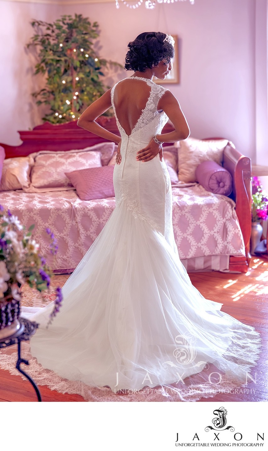 Bridal wearing a Galina Signature Gown at Carl House