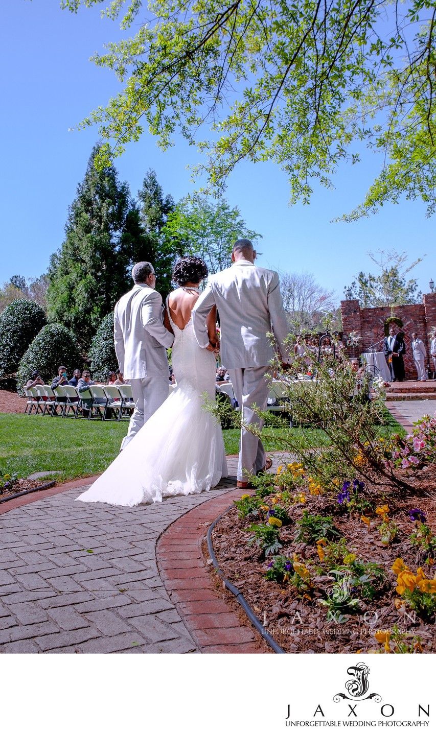 Dads escort the bride to the Carl House wedding.