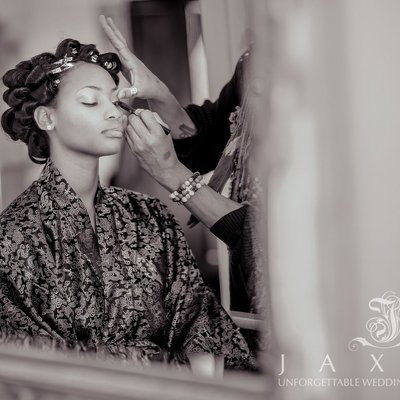 Bridal Makeup Artist Applying Eyeliner at Carl House